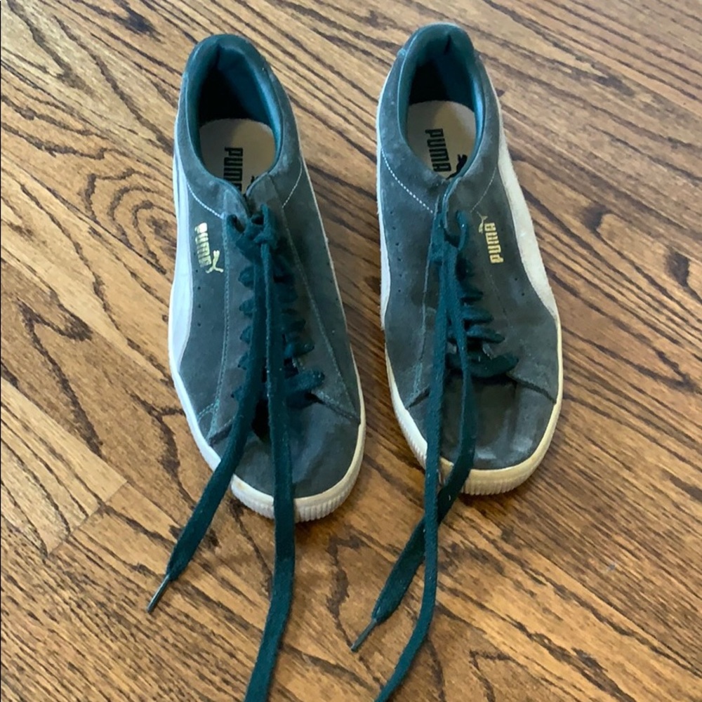 Puma leather suede shoes in green